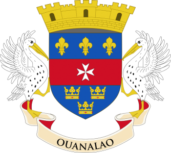 Detailansicht des Flaggenbadges (s. Wappen): Saint-Barthélemy